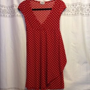 Next Era red and white polka dot v-neck dress
